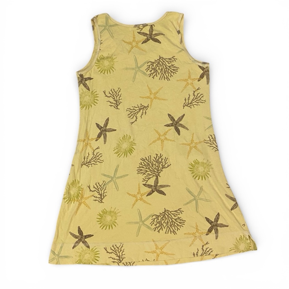 Fresh Produce Beachy Starfish Print Sleeveless Cotton Yellow Dress - Picture 2 of 6